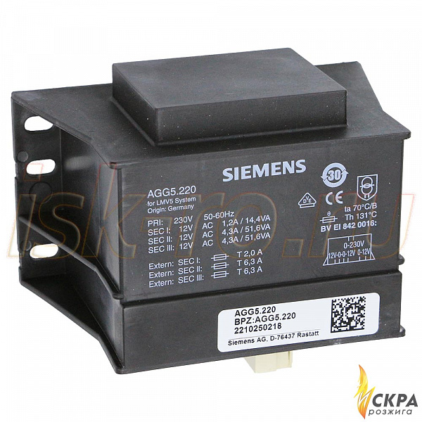 Трансформатор SIEMENS AGG5.220 1х230V-3х12V на Weishaupt W-FM 100/200 600331