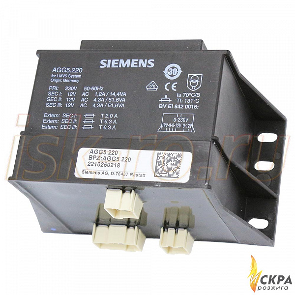 Трансформатор SIEMENS AGG5.220 1х230V-3х12V на Weishaupt W-FM 100/200 600331