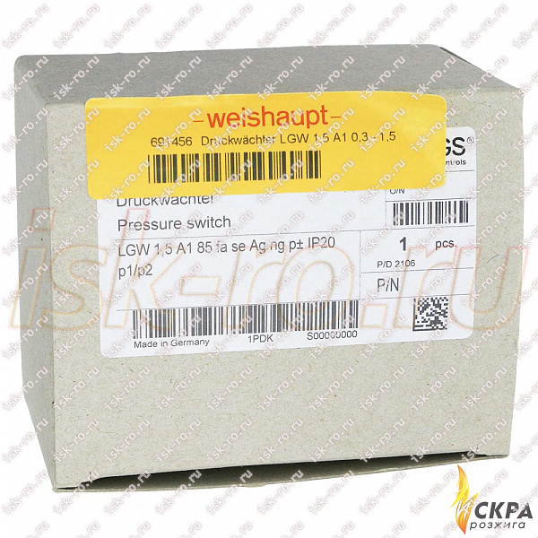 Pressure switch LGW 1.5 A1 0.3-1.5 mbar 691456
